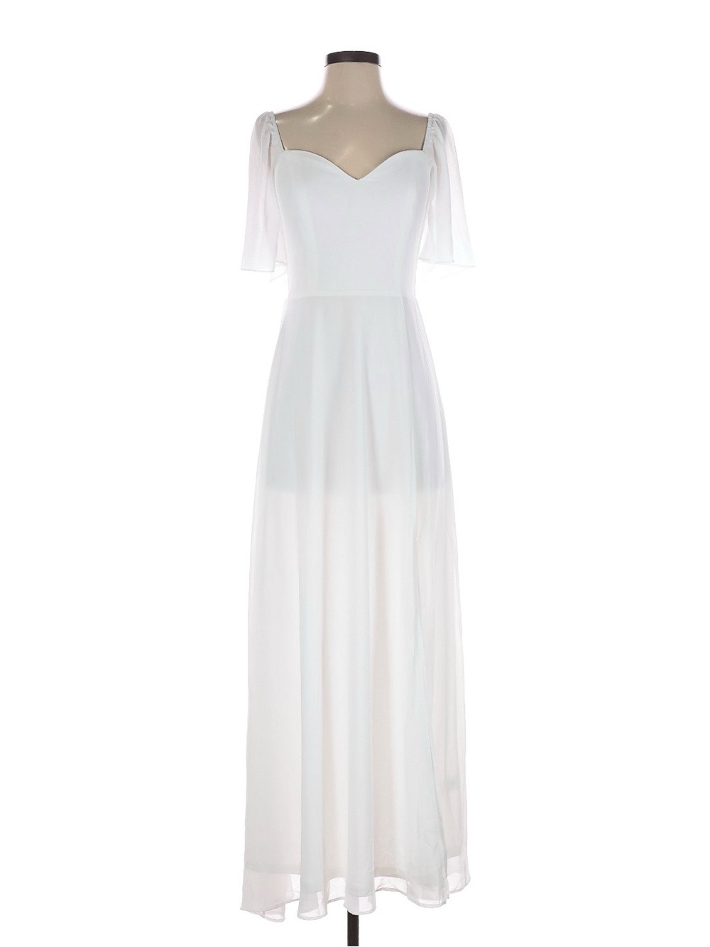 Baltic Born White Flutter Sleeve Maxi Dress Sz Small Sweetheart Neckline Wedding